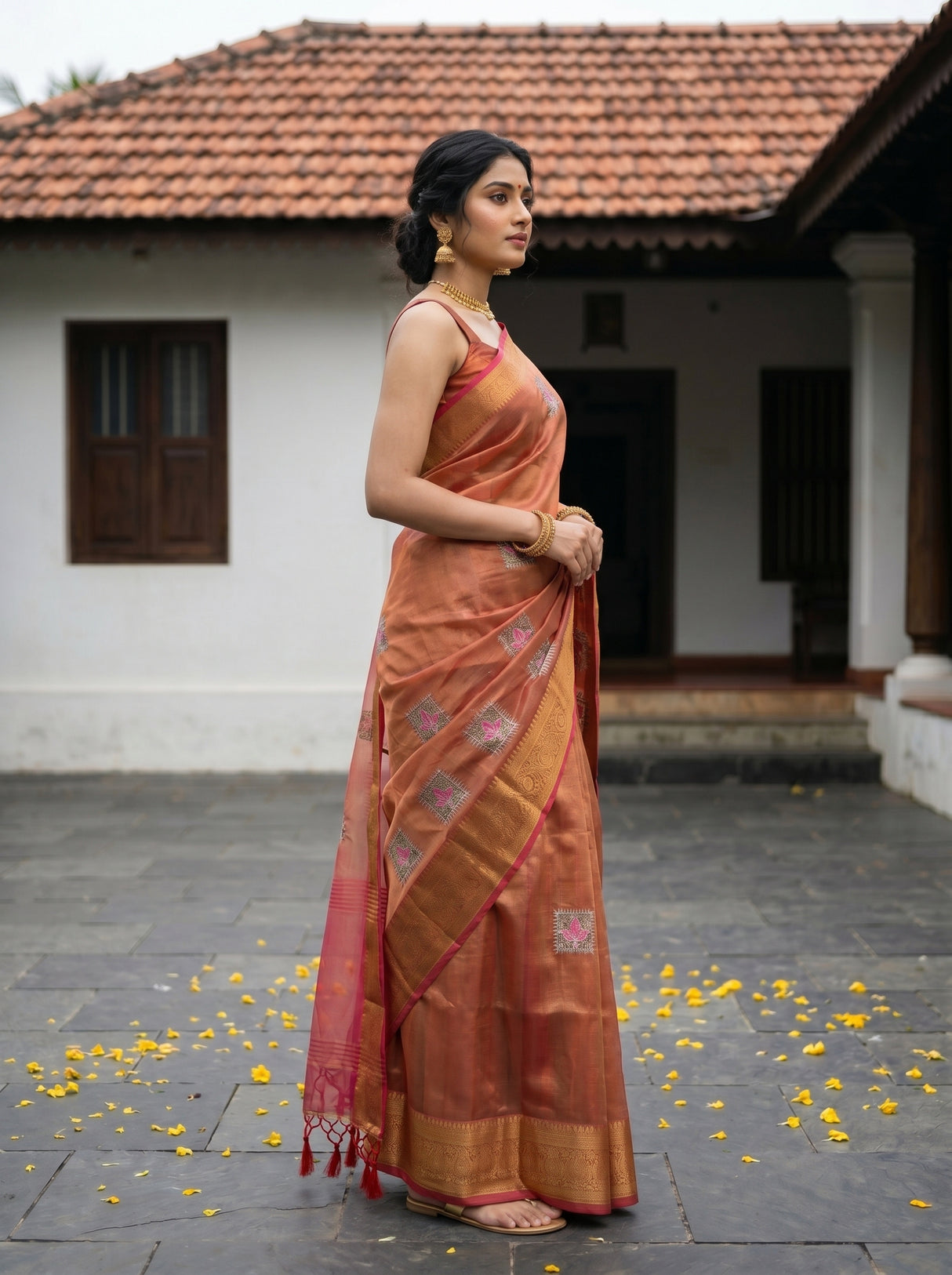 MIMOSA Strawberry Saree Saree — pose 3 styling detail