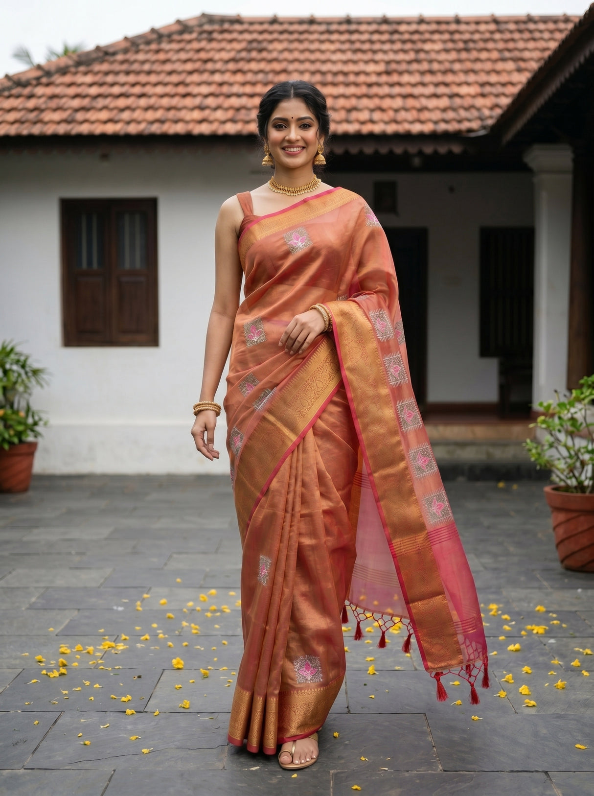 MIMOSA Strawberry Saree Saree — pose 6 styling detail