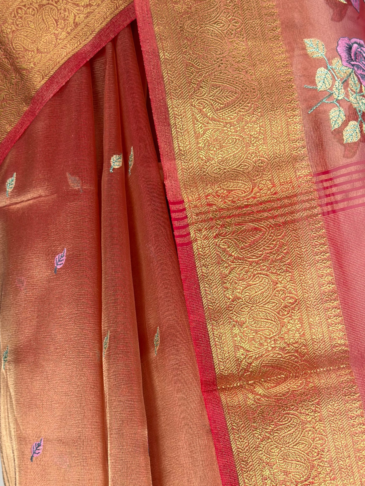 MIMOSA Strawberry Banarasi Organza Saree — fleets shot full lifestyle