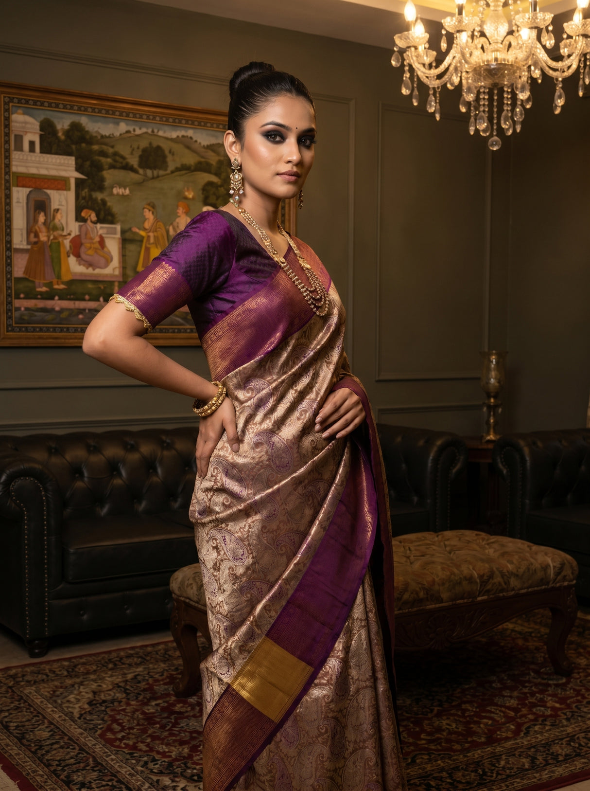 MIMOSA Magenta Kanjivaram Art Silk Saree β pose 10 styling detail