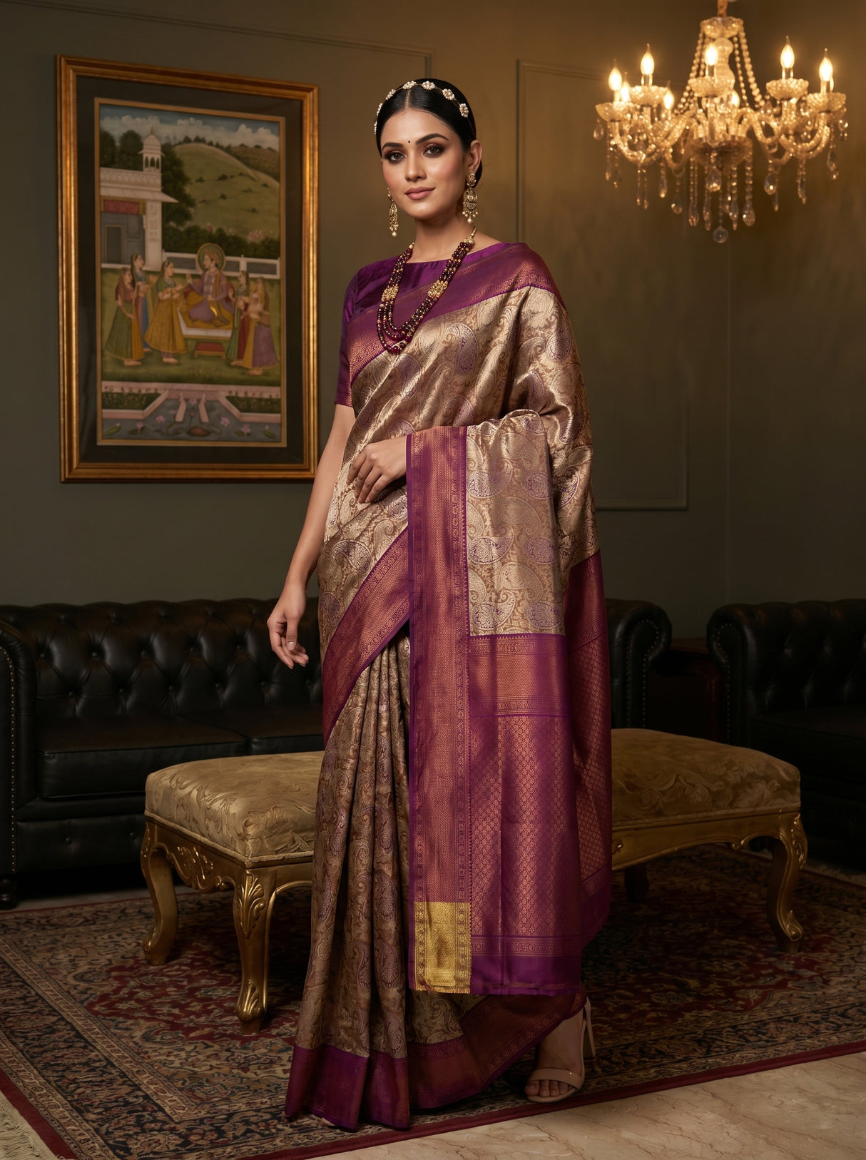 MIMOSA Magenta Kanjivaram Art Silk Saree β pose 4 styling detail