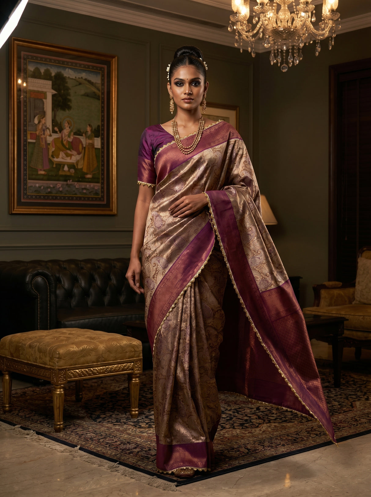 MIMOSA Magenta Kanjivaram Art Silk Saree β pose 6 styling detail