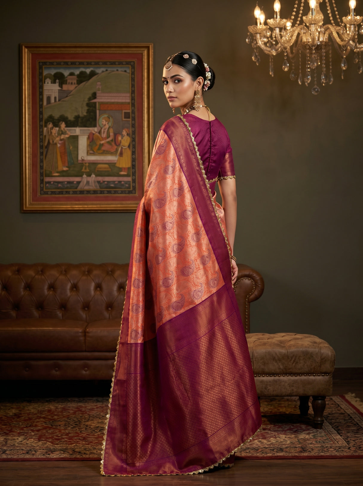 MIMOSA Peach Kanjivaram Art Silk Saree β pose 9 styling detail