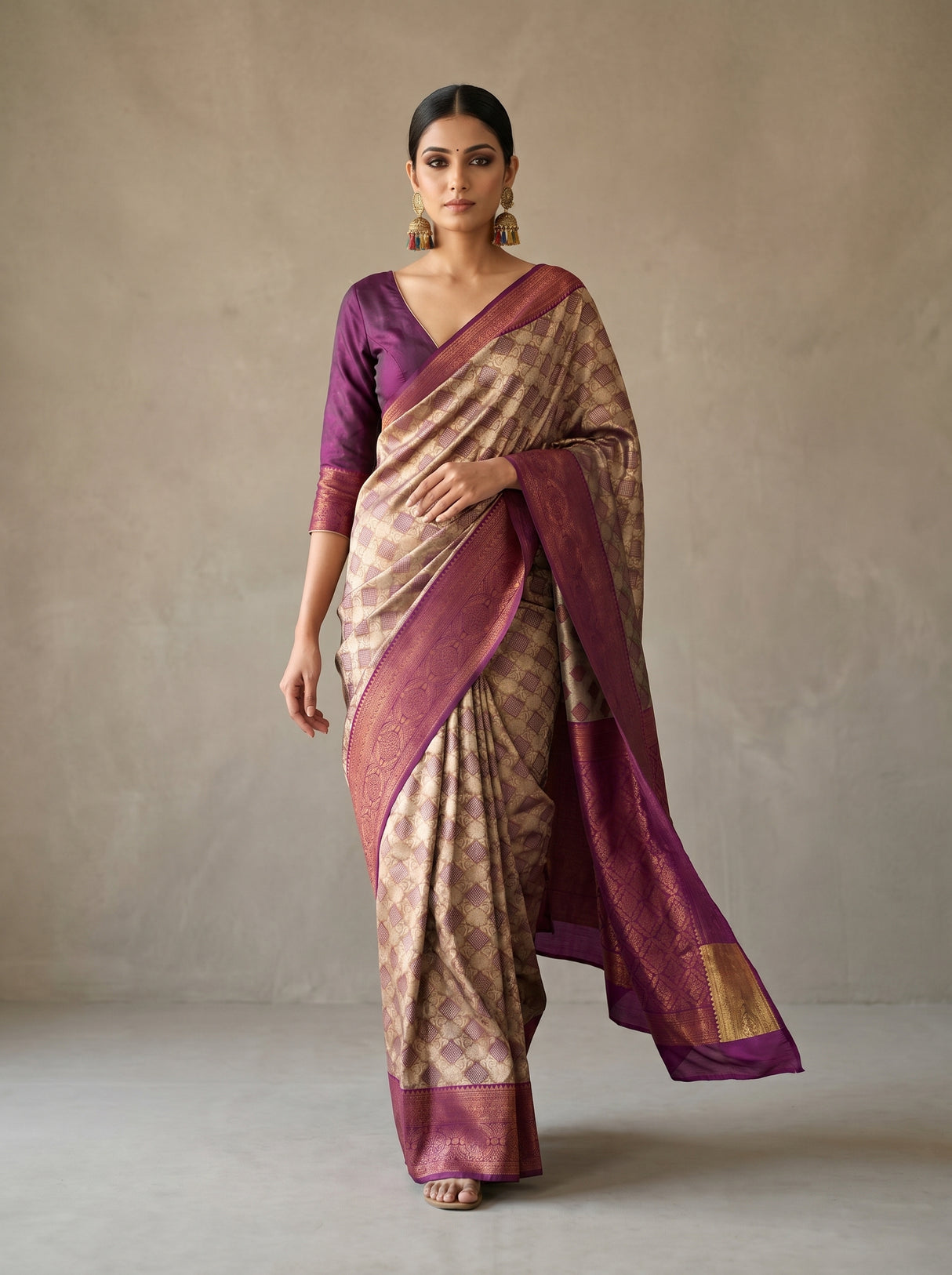 MIMOSA Magenta Saree Saree β pose 6 styling detail