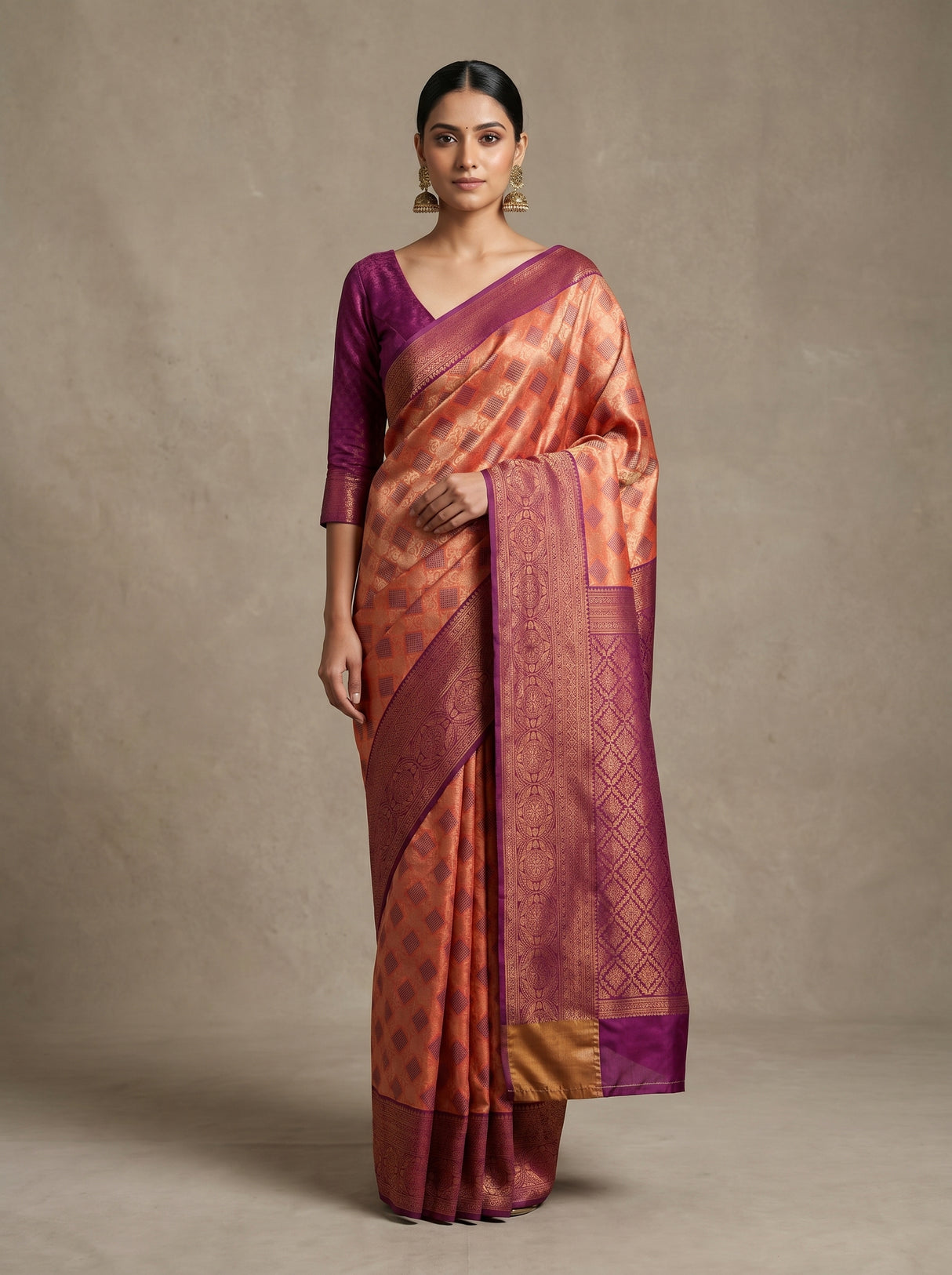 Peach Saree