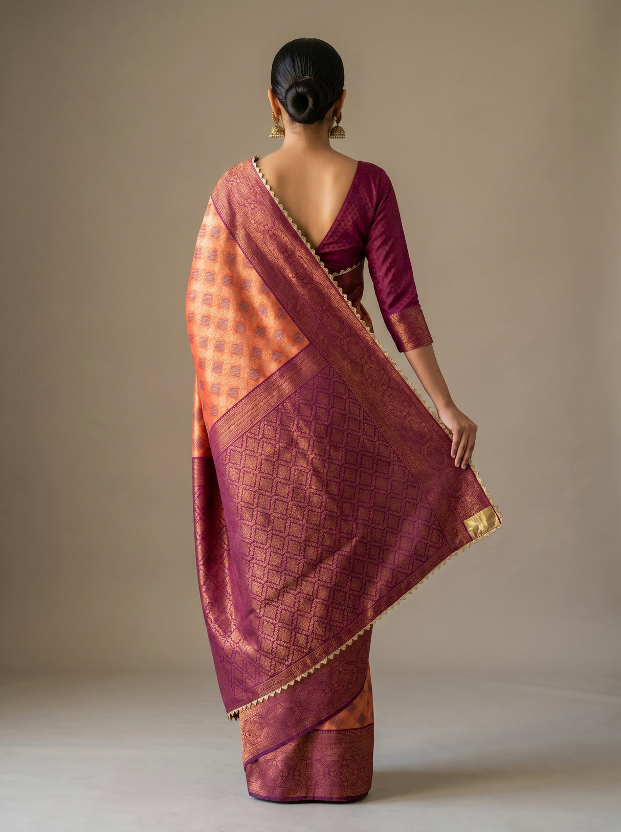 MIMOSA Peach Saree Saree β pose 2 styling detail