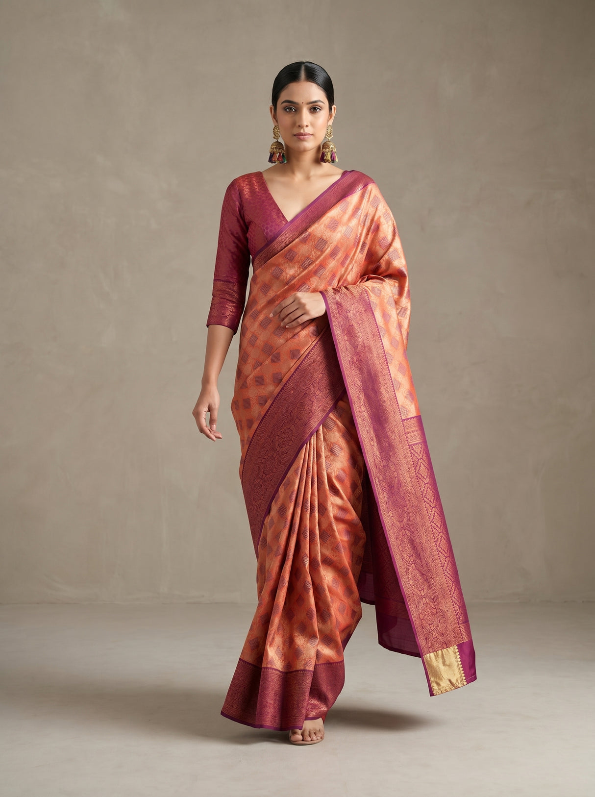 MIMOSA Peach Saree Saree β pose 7 styling detail