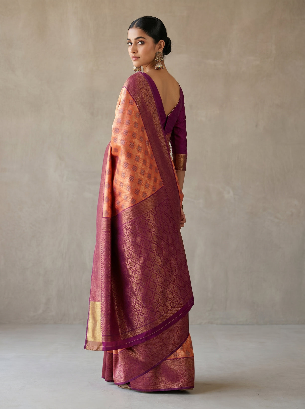 MIMOSA Peach Saree Saree β pose 9 styling detail