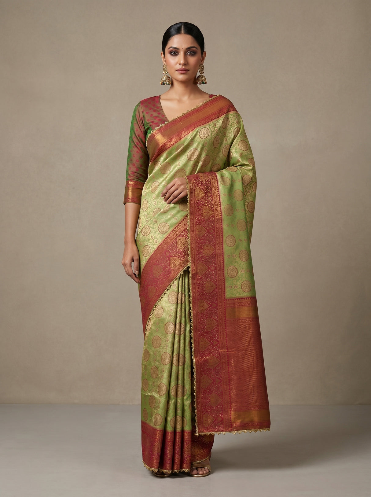MIMOSA Olive Kanjivaram Art Silk Saree β Mannequin Draped