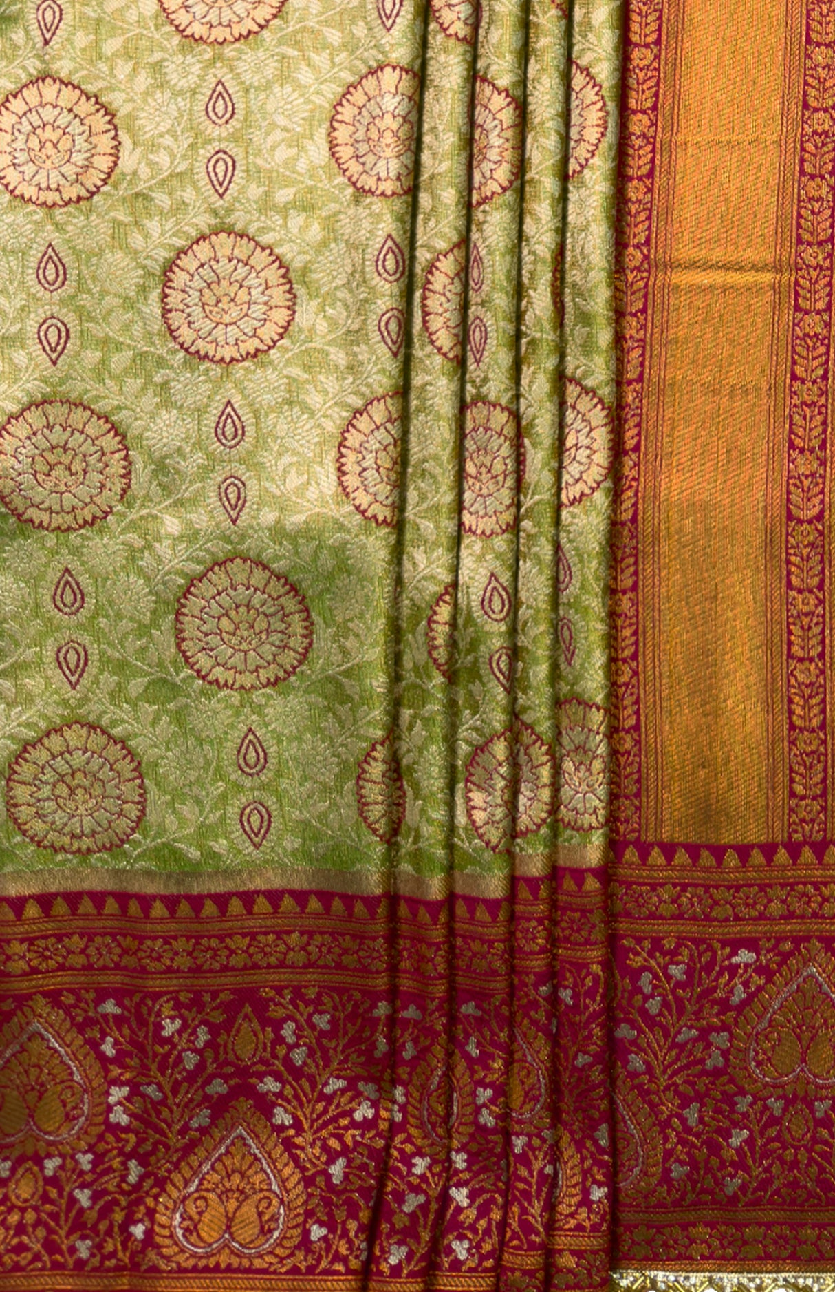 MIMOSA Olive Kanjivaram Art Silk Saree β fleets shot full lifestyle