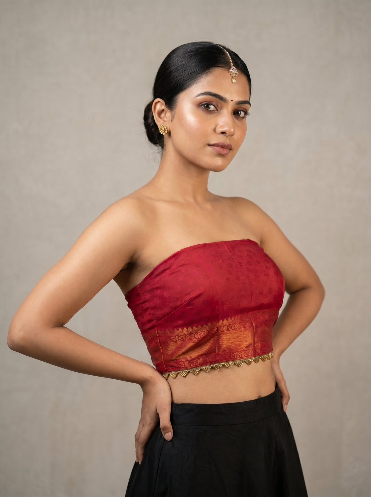 MIMOSA Peach Kanjivaram Art Silk Saree β blouse close-up