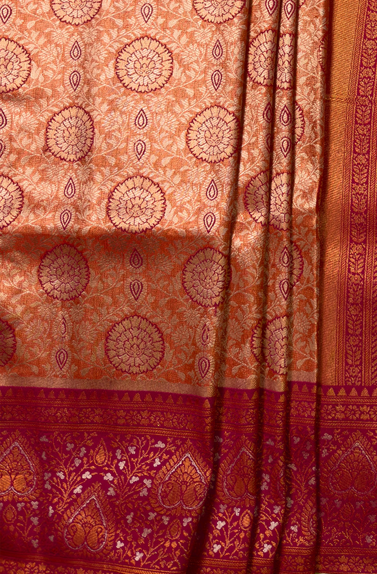 MIMOSA Peach Kanjivaram Art Silk Saree β fleets shot full lifestyle