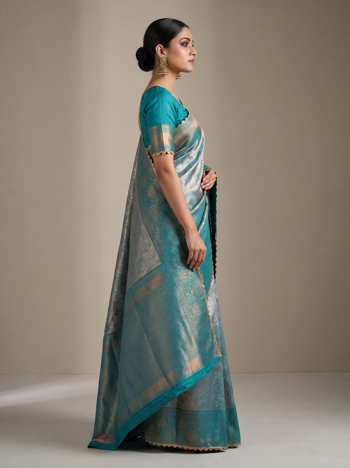 MIMOSA Saffire Kanjivaram Art Silk Saree β Full View on Model