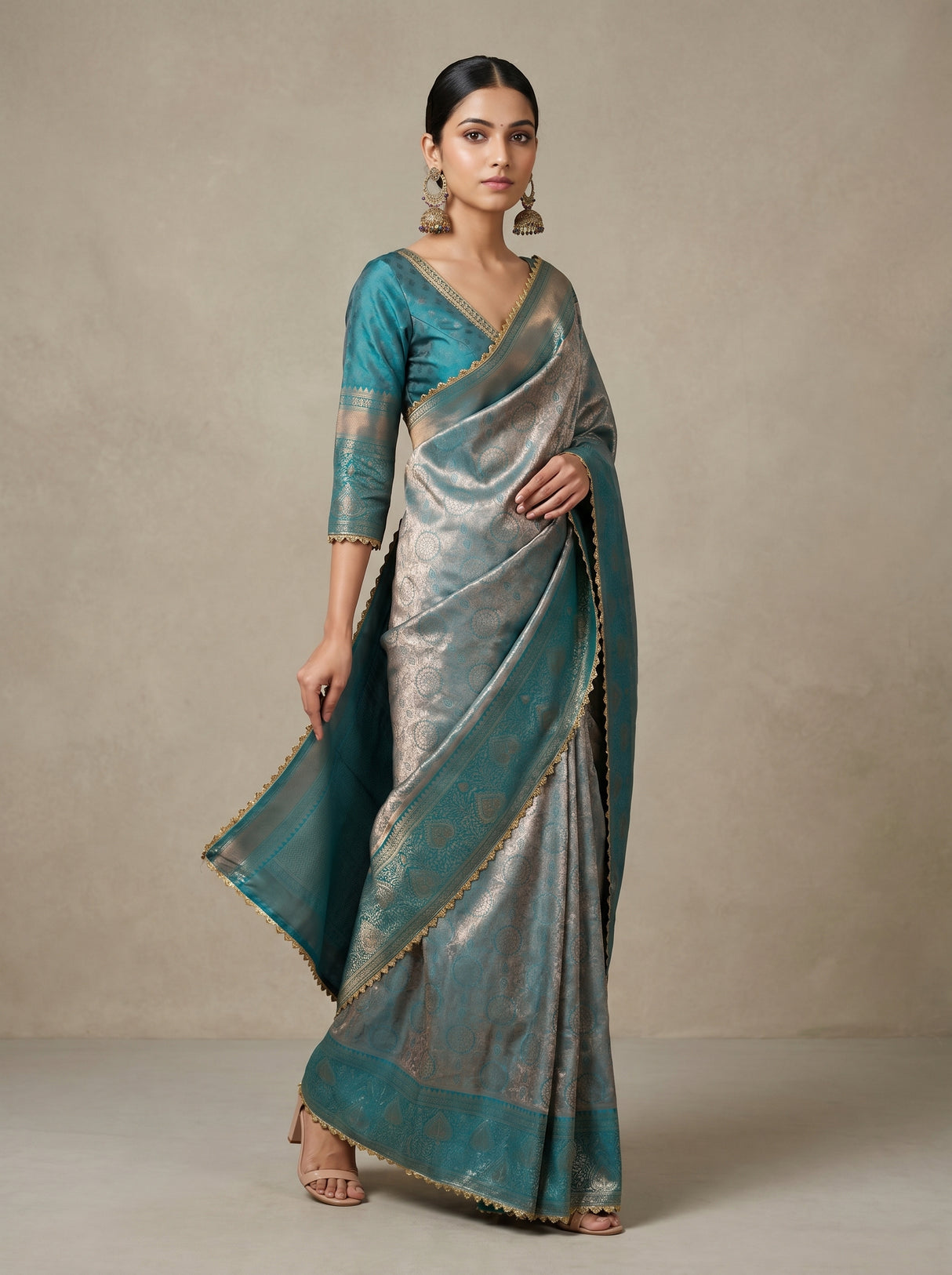 MIMOSA Saffire Kanjivaram Art Silk Saree β pose 5 styling detail