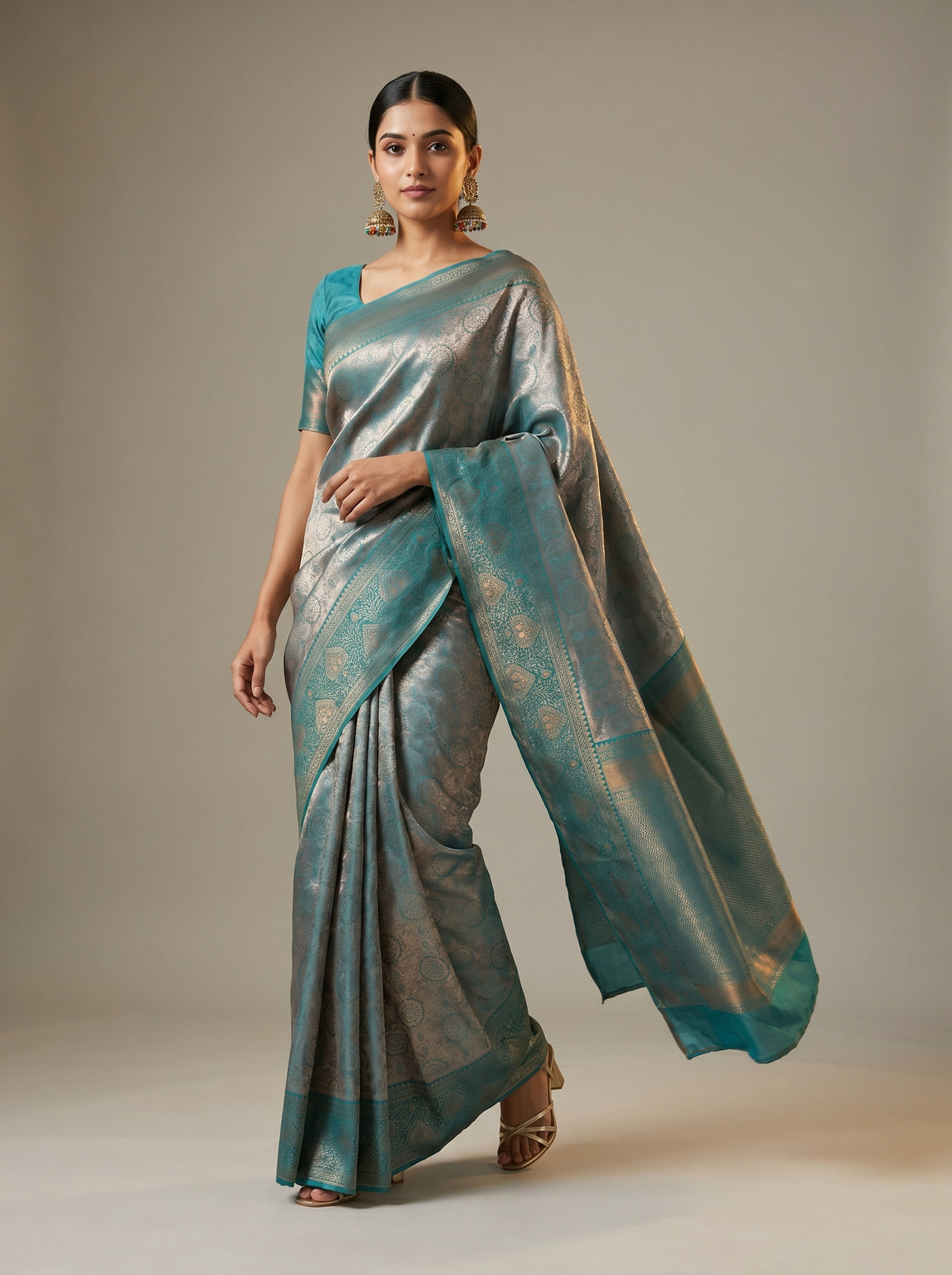 MIMOSA Saffire Kanjivaram Art Silk Saree β pose 6 styling detail
