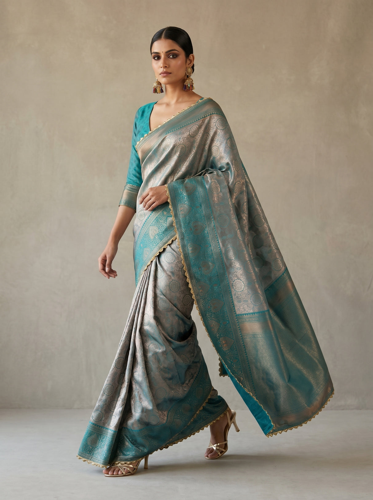 MIMOSA Saffire Kanjivaram Art Silk Saree β pose 7 styling detail
