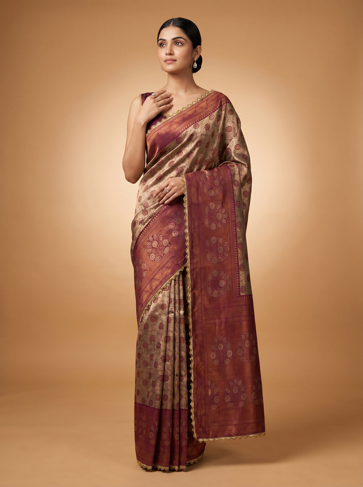 MIMOSA Magenta Kanjivaram Art Silk Saree β full view on model