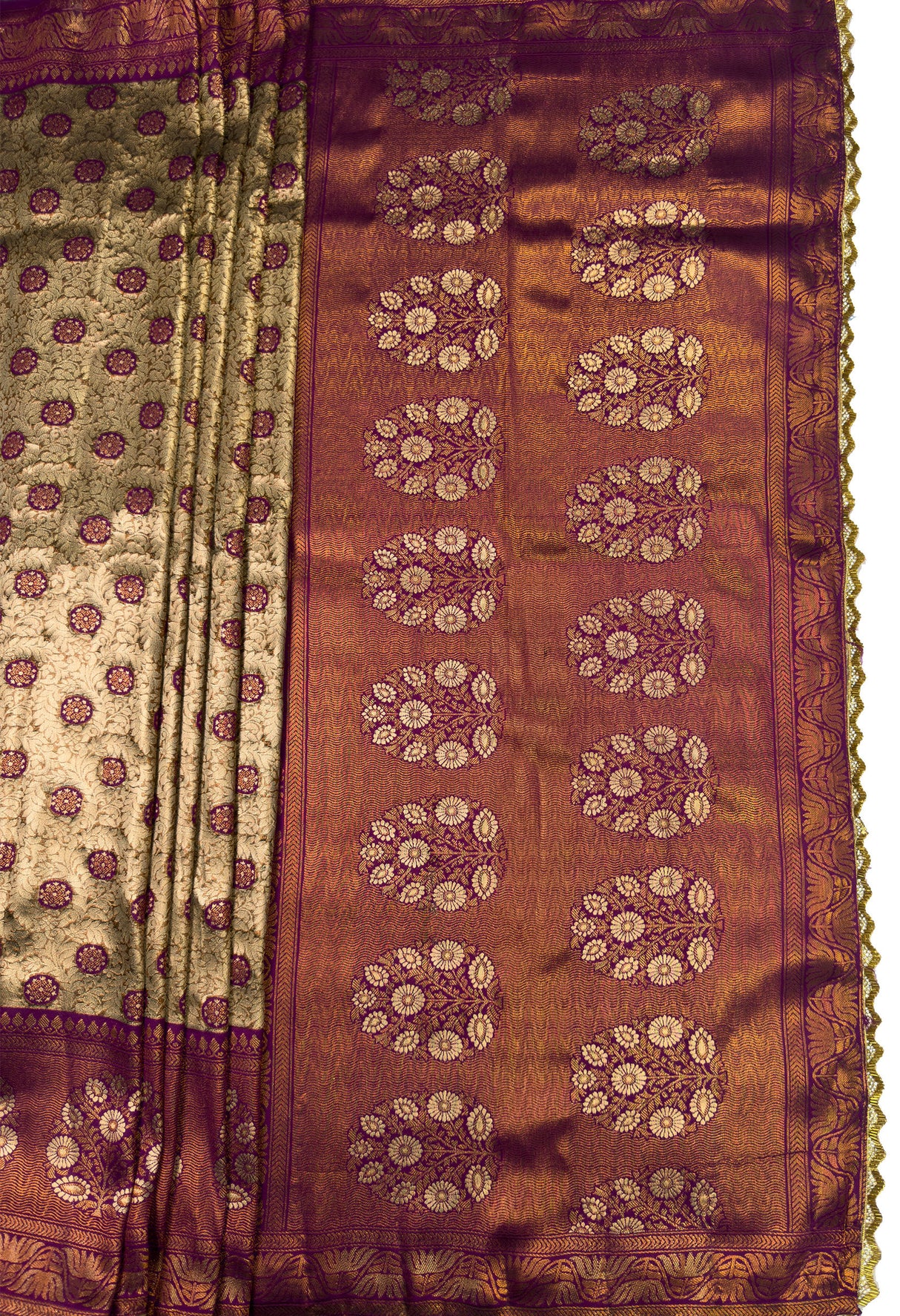 MIMOSA Magenta Kanjivaram Art Silk Saree β close-up of pallu and bottom border