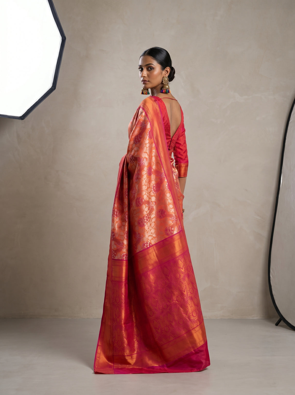 MIMOSA Peach Kanjivaram Art Silk Saree β pose 9 styling detail
