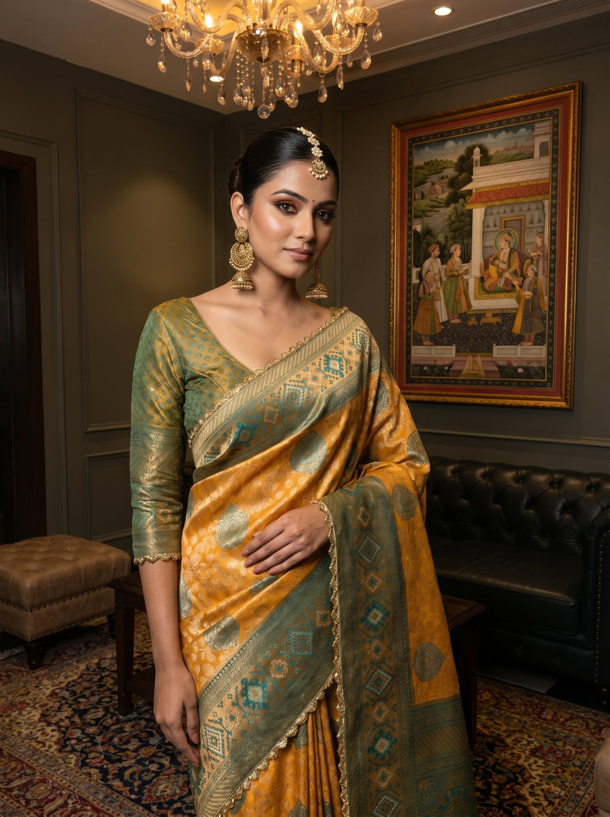 MIMOSA Gold Kanjivaram Art Silk Saree β pose 4 styling detail