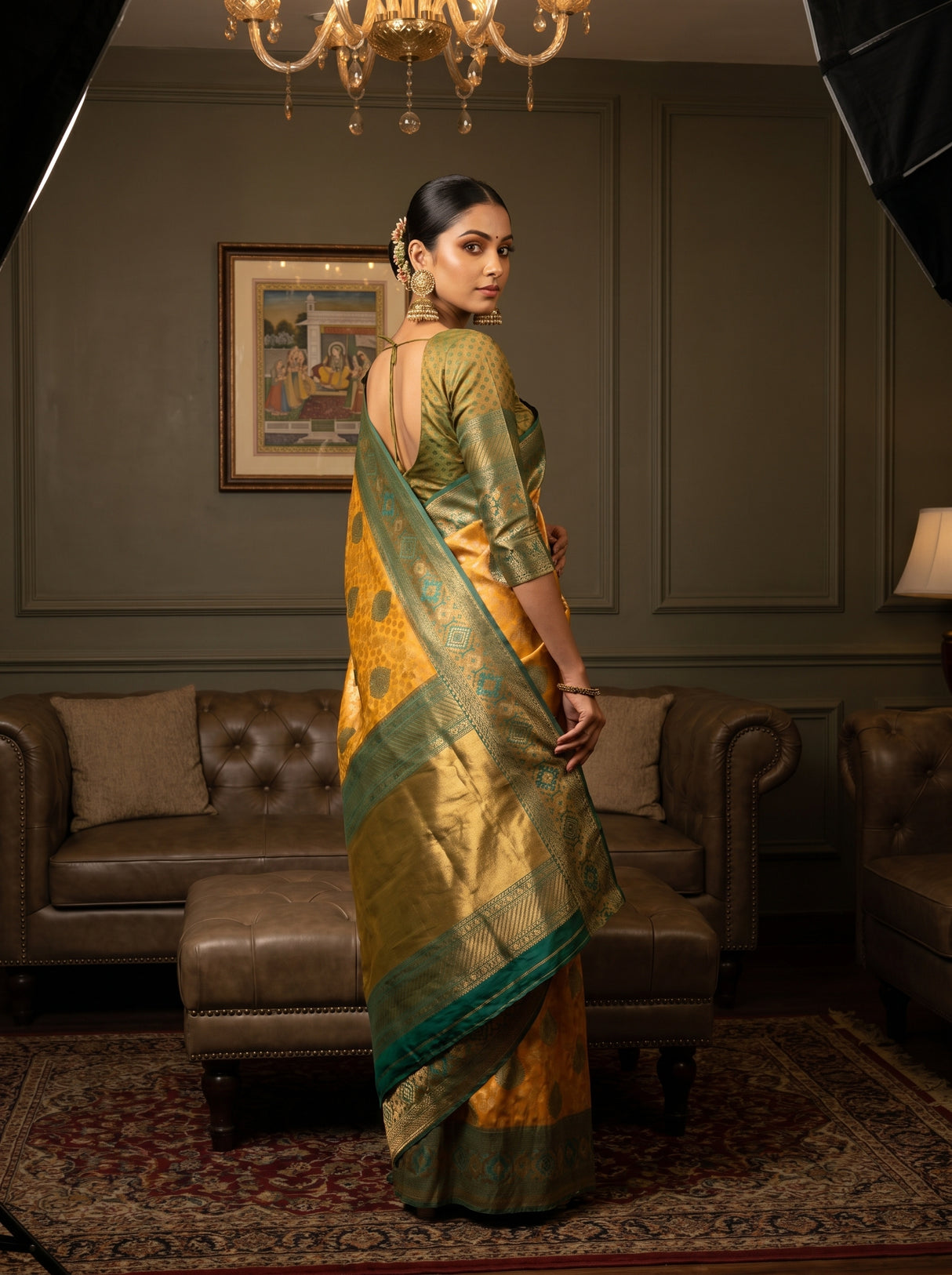 MIMOSA Gold Kanjivaram Art Silk Saree β pose 9 styling detail