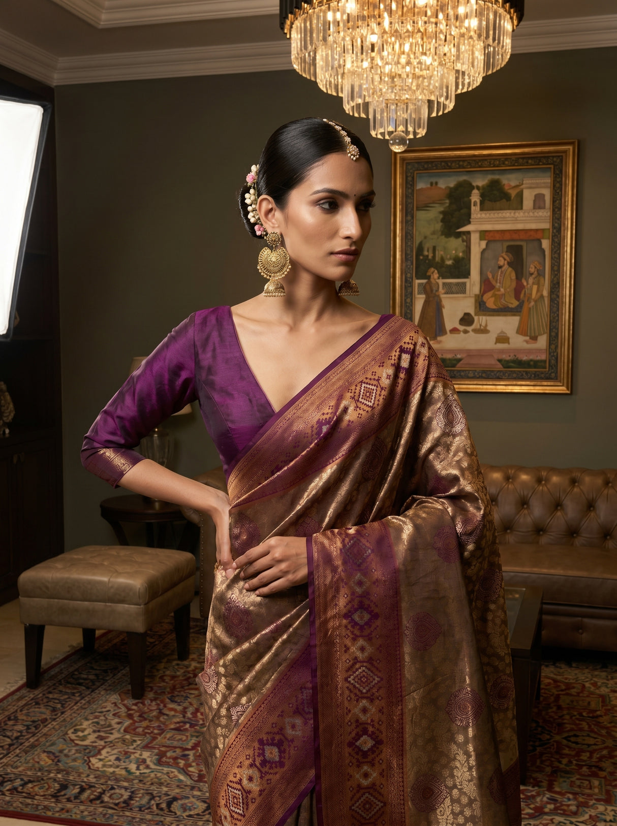 MIMOSA Magenta Kanjivaram Art Silk Saree β pose 10 styling detail