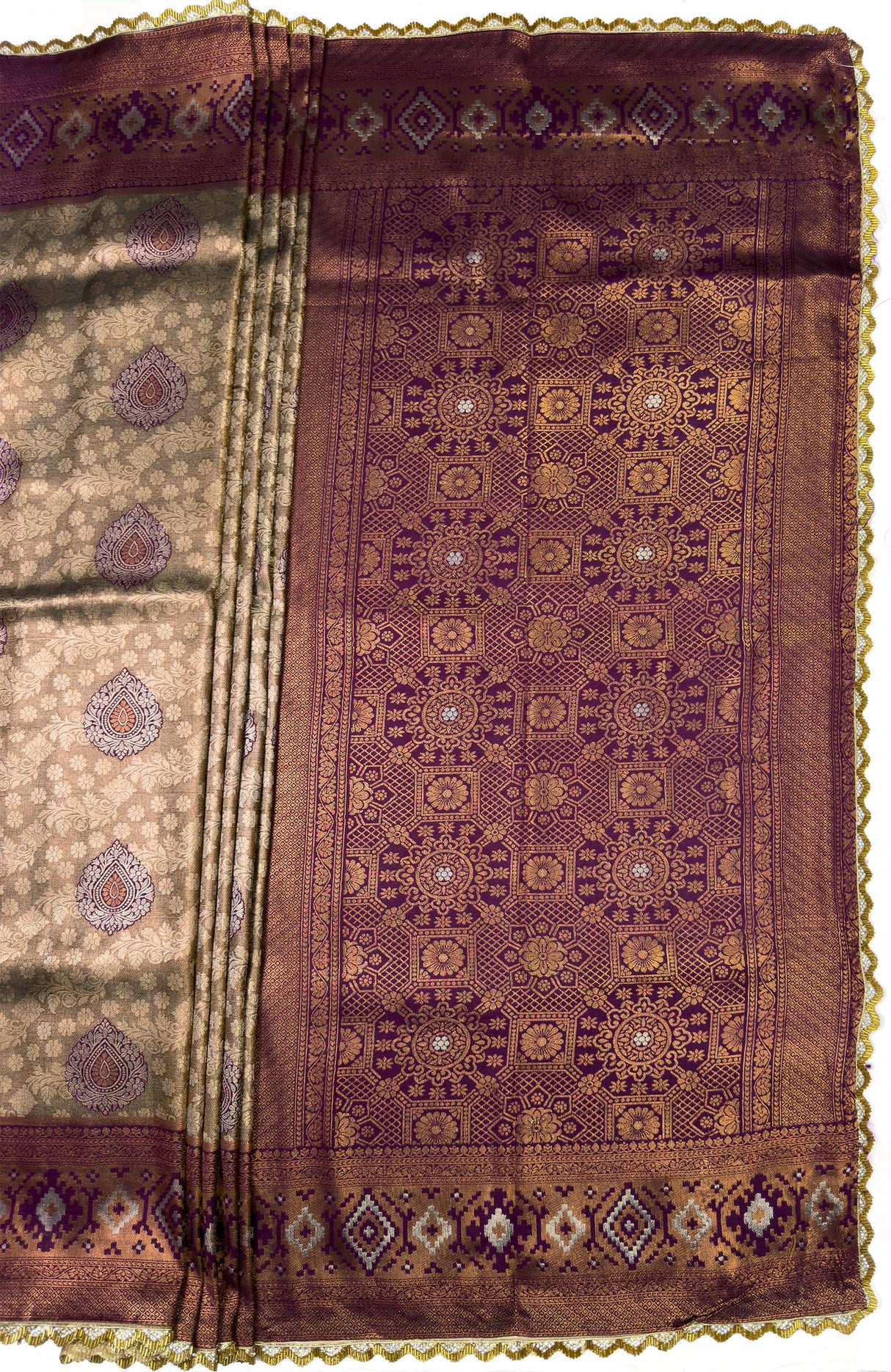 MIMOSA Magenta Kanjivaram Art Silk Saree β pallu and zari work detail