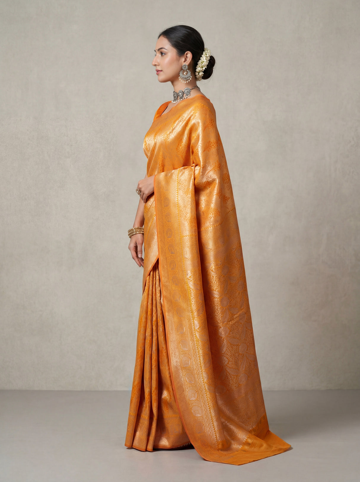 MIMOSA Mustard Kanjivaram Art Silk Saree β blouse fabric detail