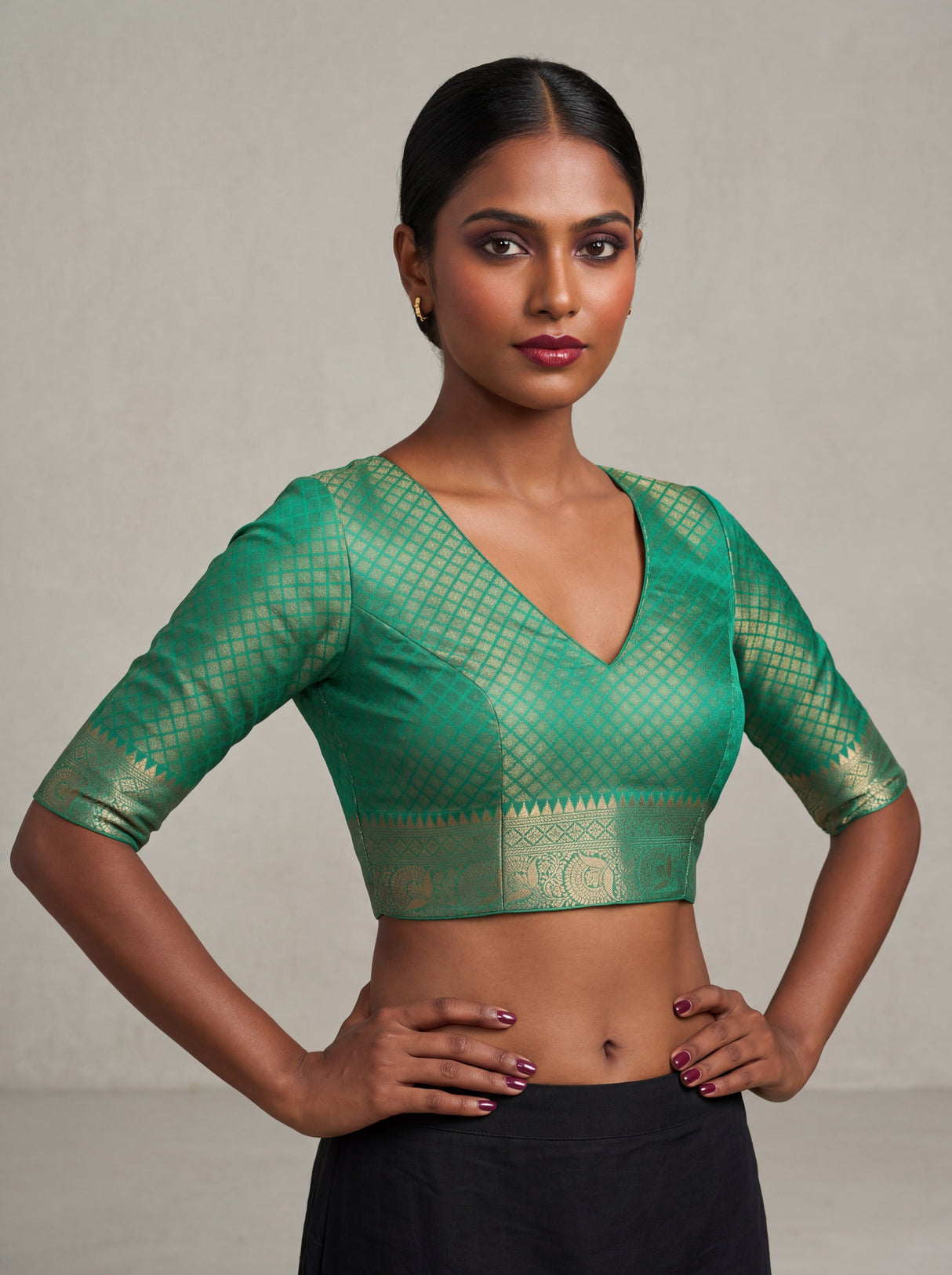 MIMOSA Rama Kanjivaram Art Silk Saree β blouse close-up