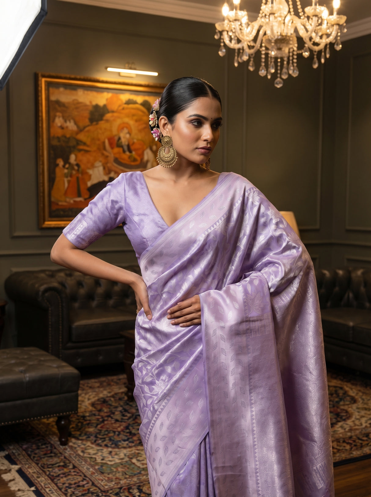 MIMOSA Violet Kanjivaram Art Silk Saree β pose 10 styling detail
