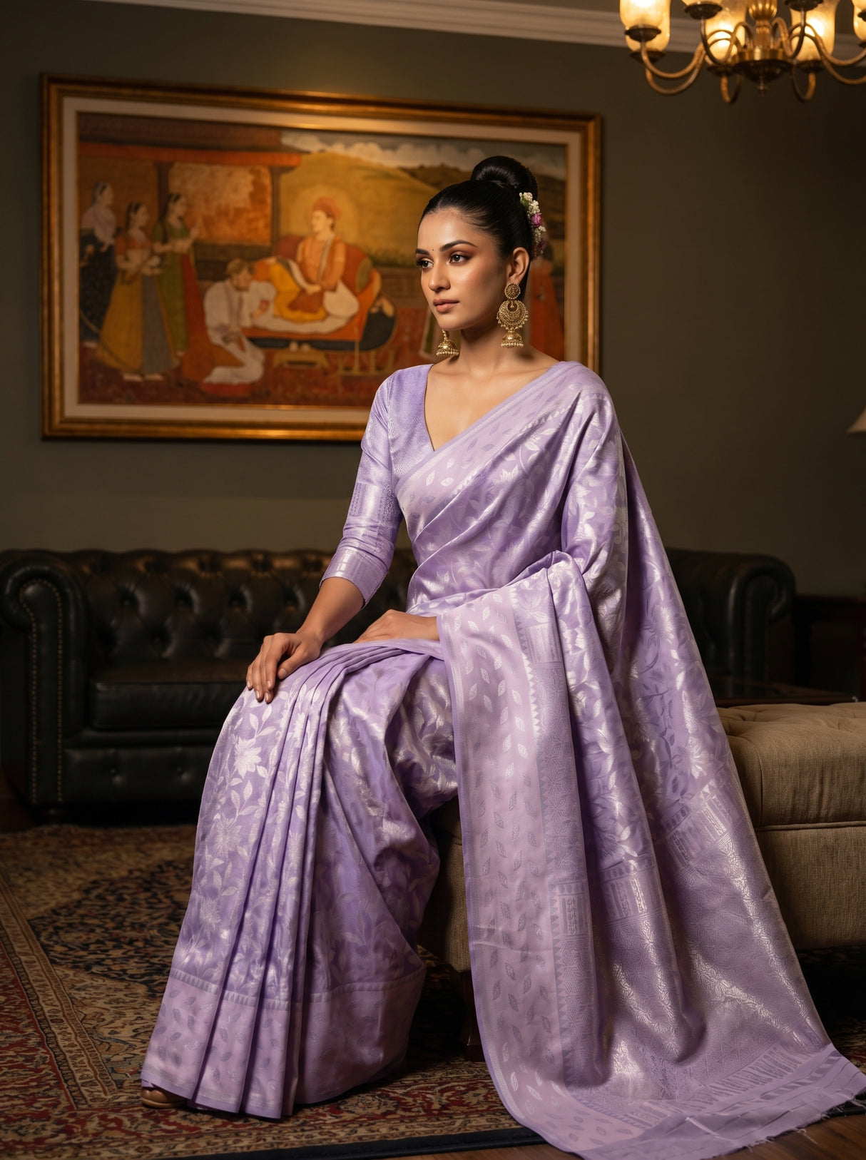 MIMOSA Violet Kanjivaram Art Silk Saree β close-up of pallu and lower drape