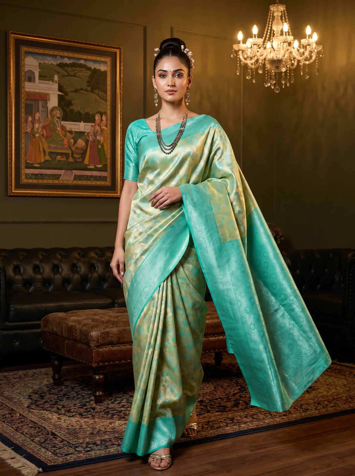 MIMOSA Gold Kanjivaram Art Silk Saree β pose 6 styling detail