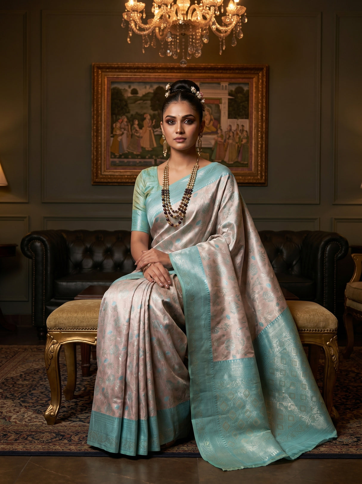 MIMOSA Half White Kanjivaram Art Silk Saree β pose 8 styling detail