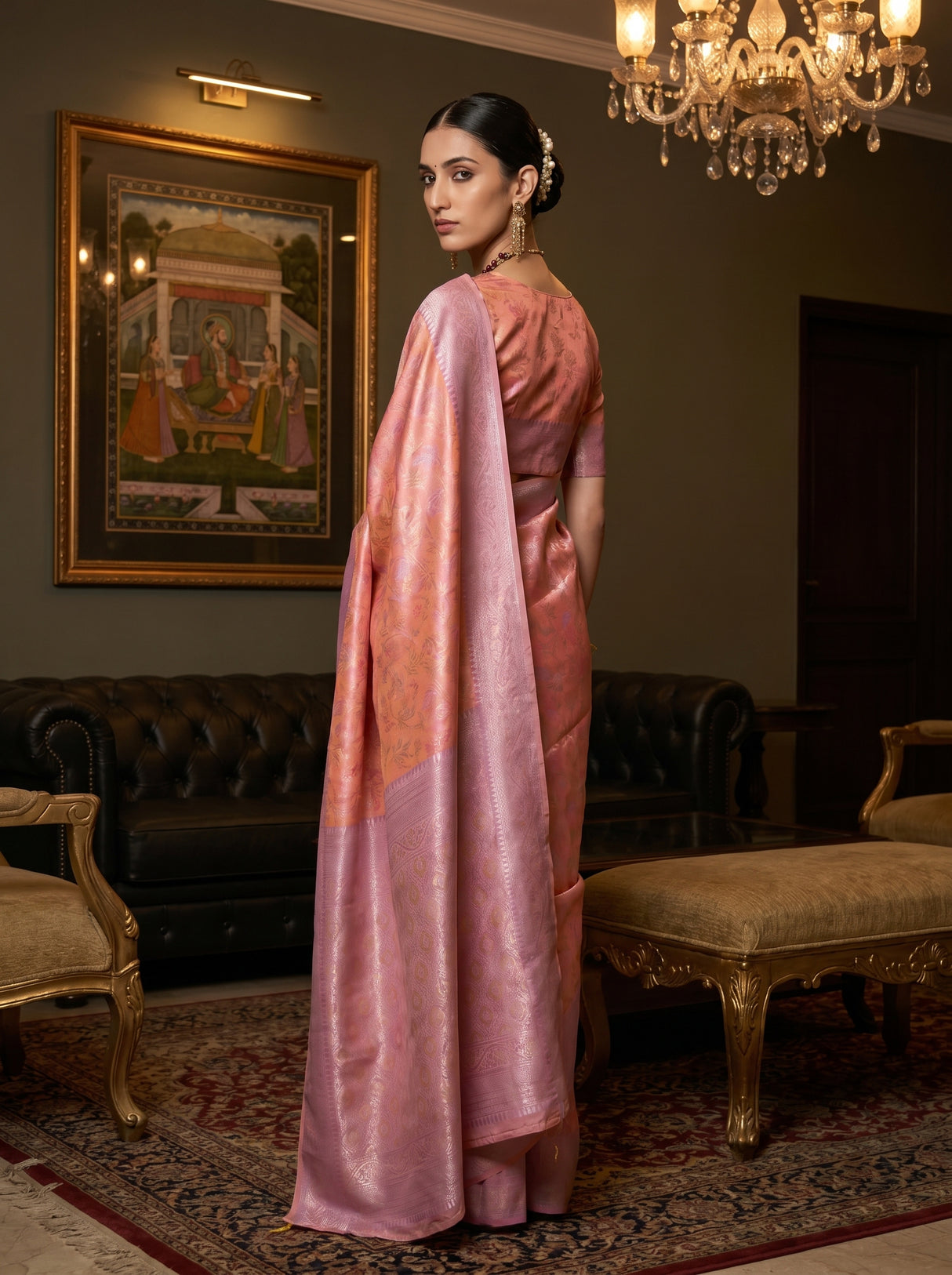 MIMOSA Pink Kanjivaram Art Silk Saree β pose 9 styling detail