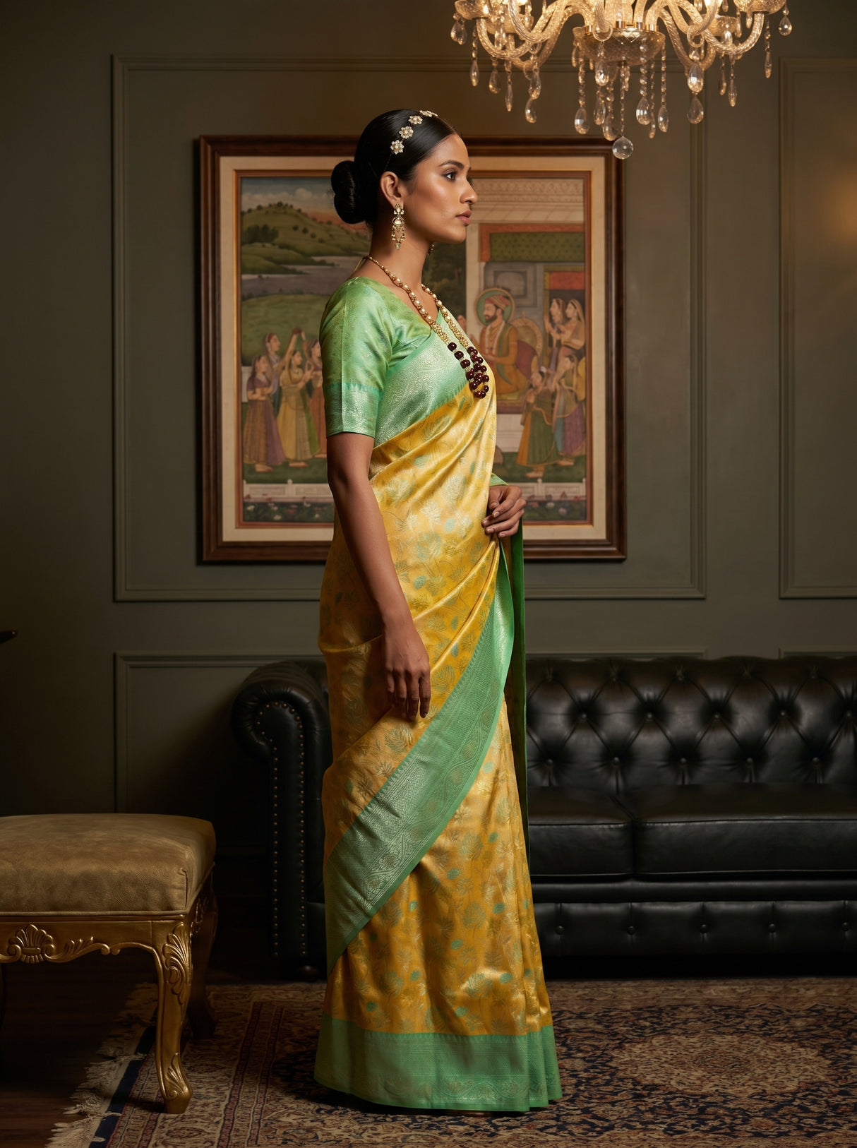 MIMOSA Pista Kanjivaram Art Silk Saree β pose 3 styling detail