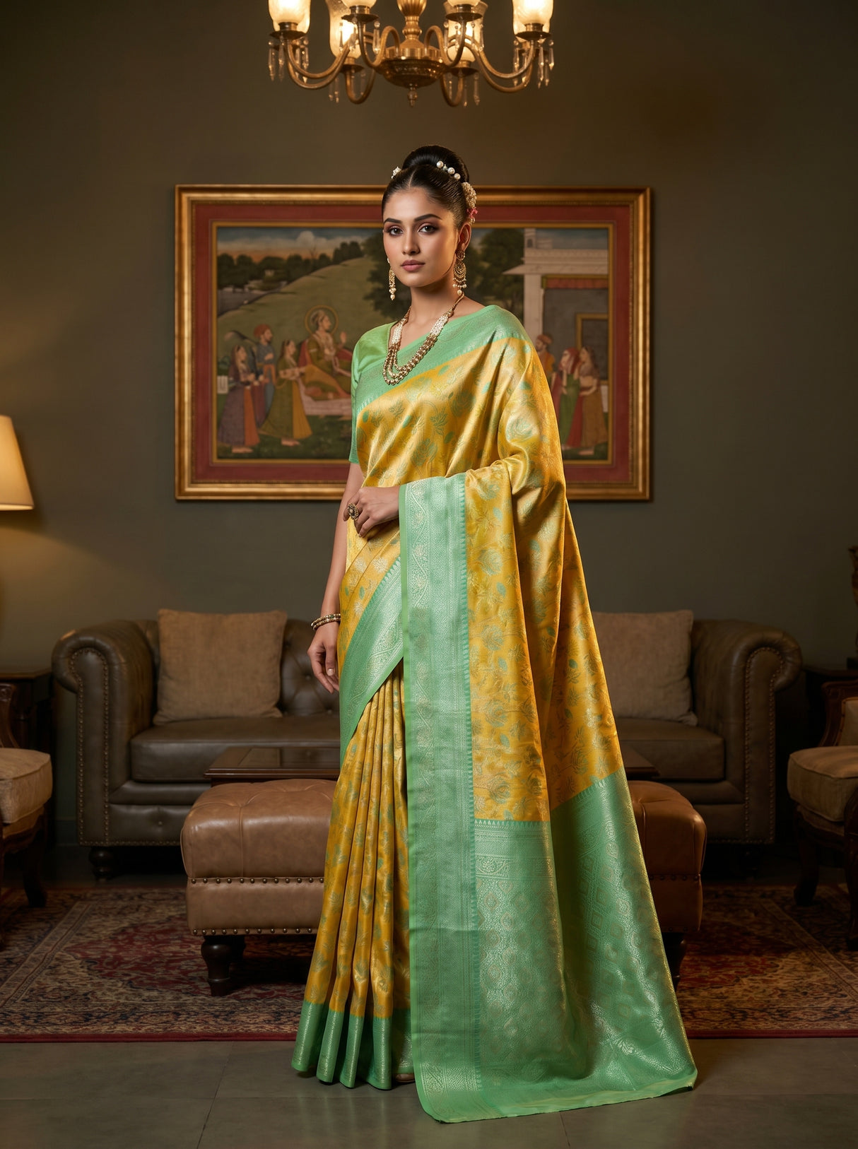 MIMOSA Pista Kanjivaram Art Silk Saree β pose 5 styling detail