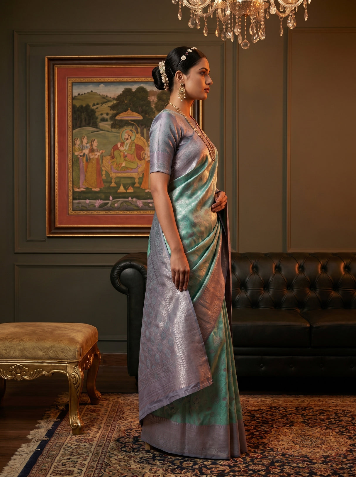 MIMOSA Rama Kanjivaram Art Silk Saree β pose 3 styling detail
