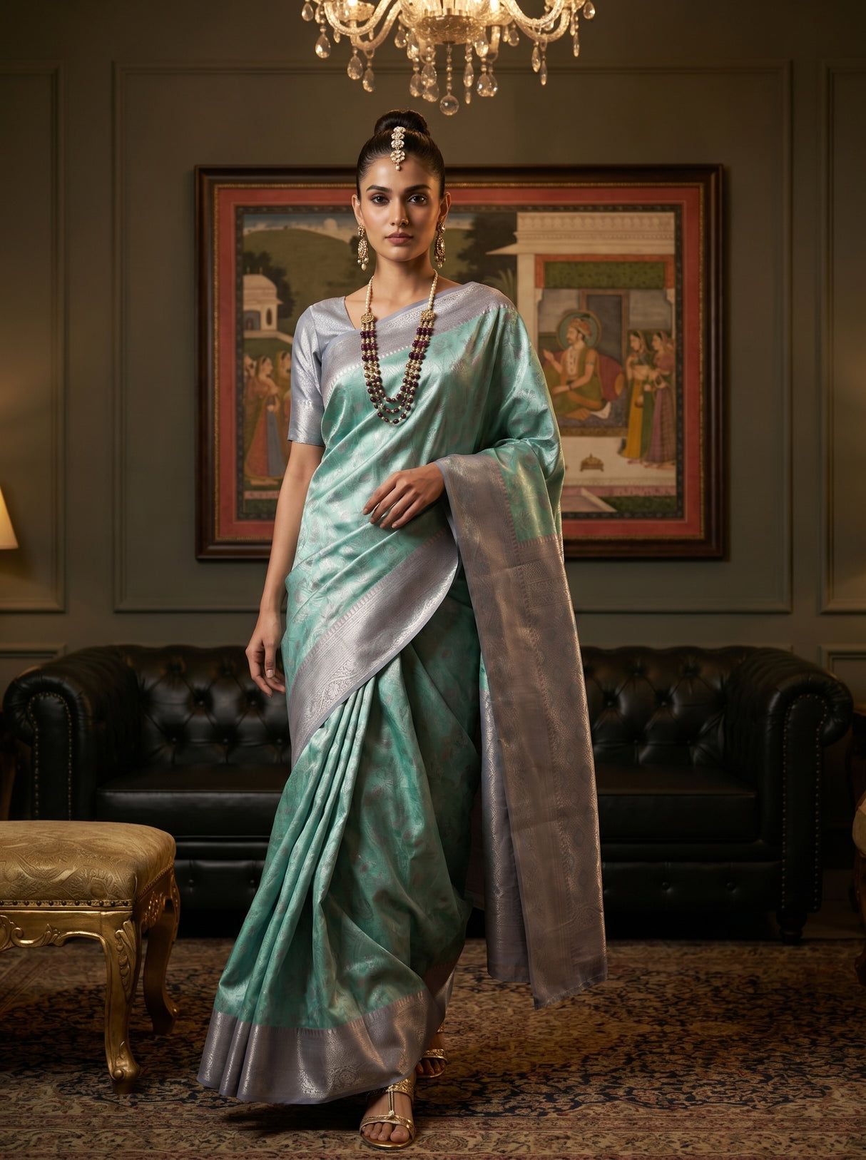 MIMOSA Rama Kanjivaram Art Silk Saree β pose 7 styling detail