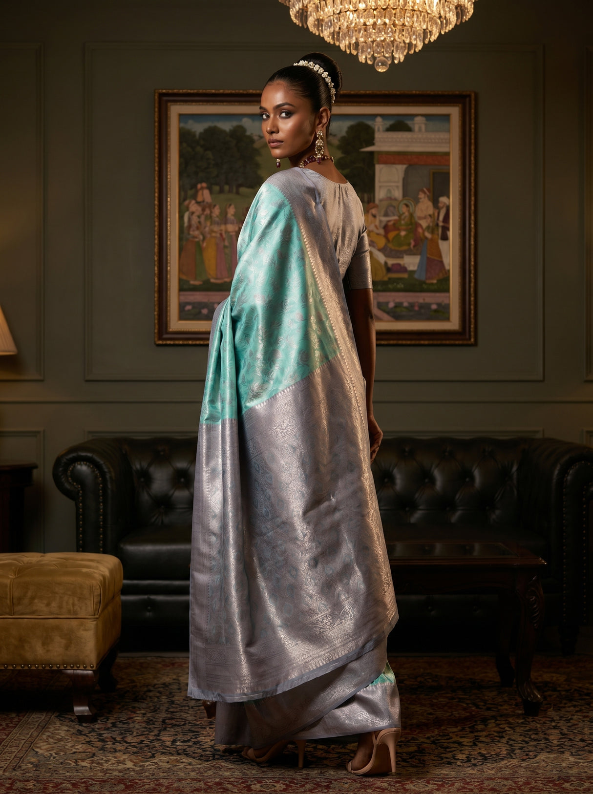 MIMOSA Rama Kanjivaram Art Silk Saree β pose 9 styling detail