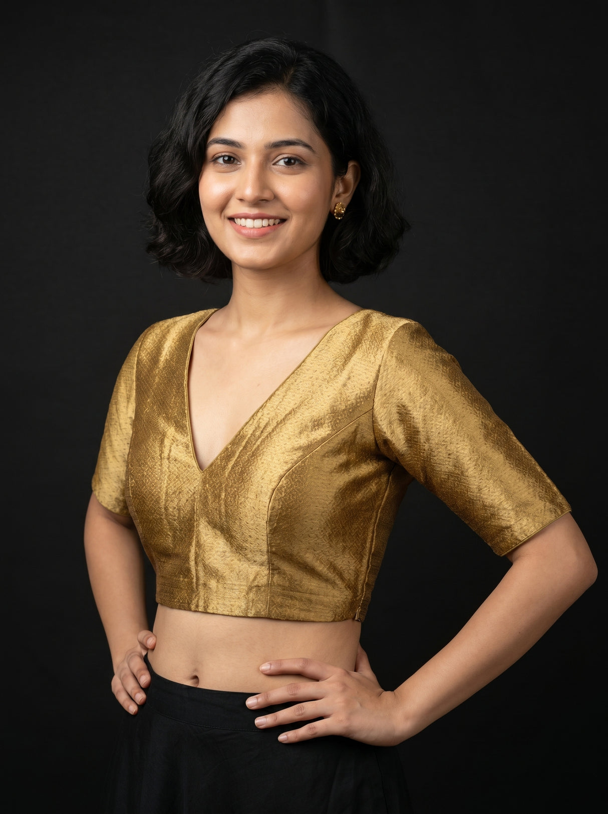 MIMOSA Mustard Kanjivaram Art Silk Saree β blouse close-up
