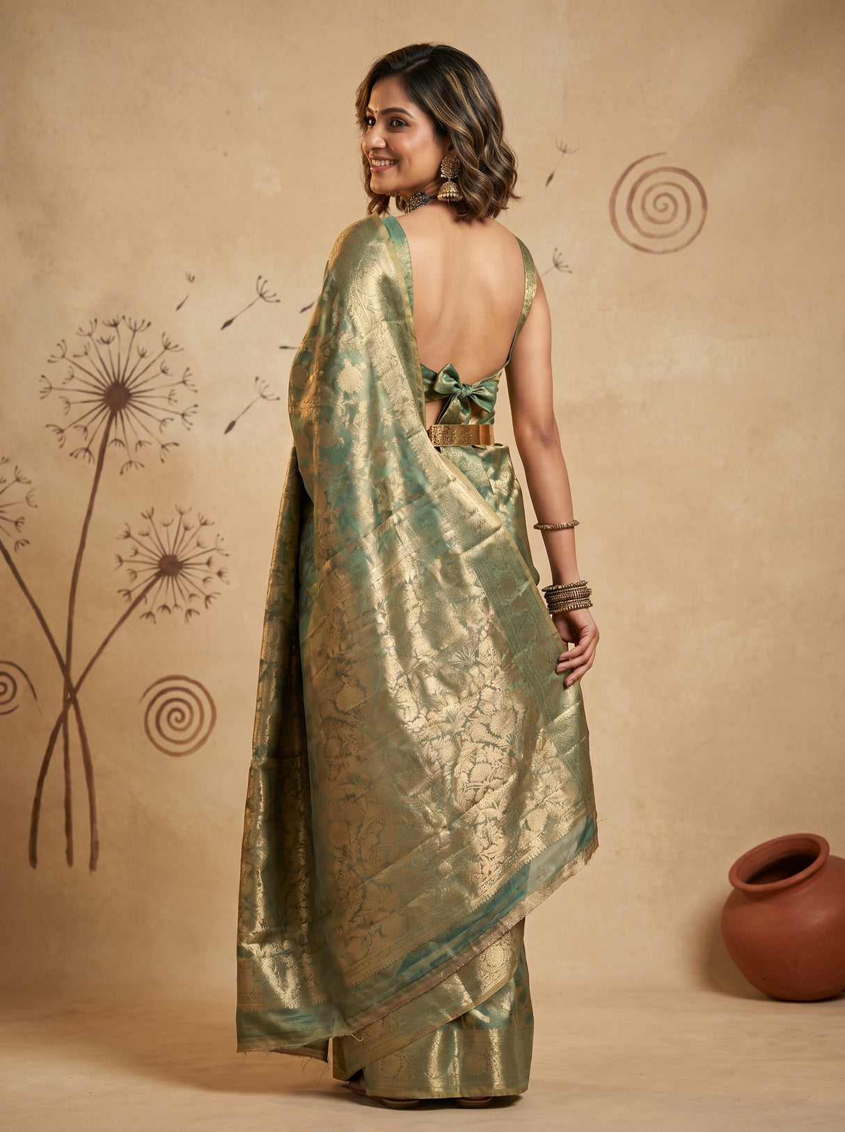 MIMOSA Rama Kanjivaram Art Silk Saree β pose 9 styling detail