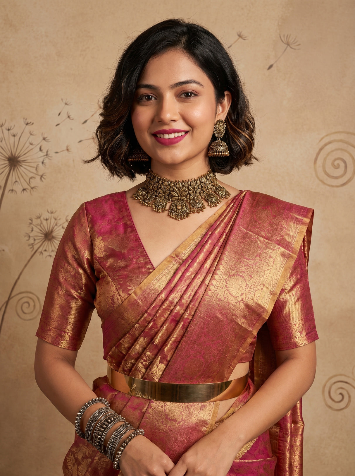 MIMOSA Rani Kanjivaram Art Silk Saree β pose 10 styling detail