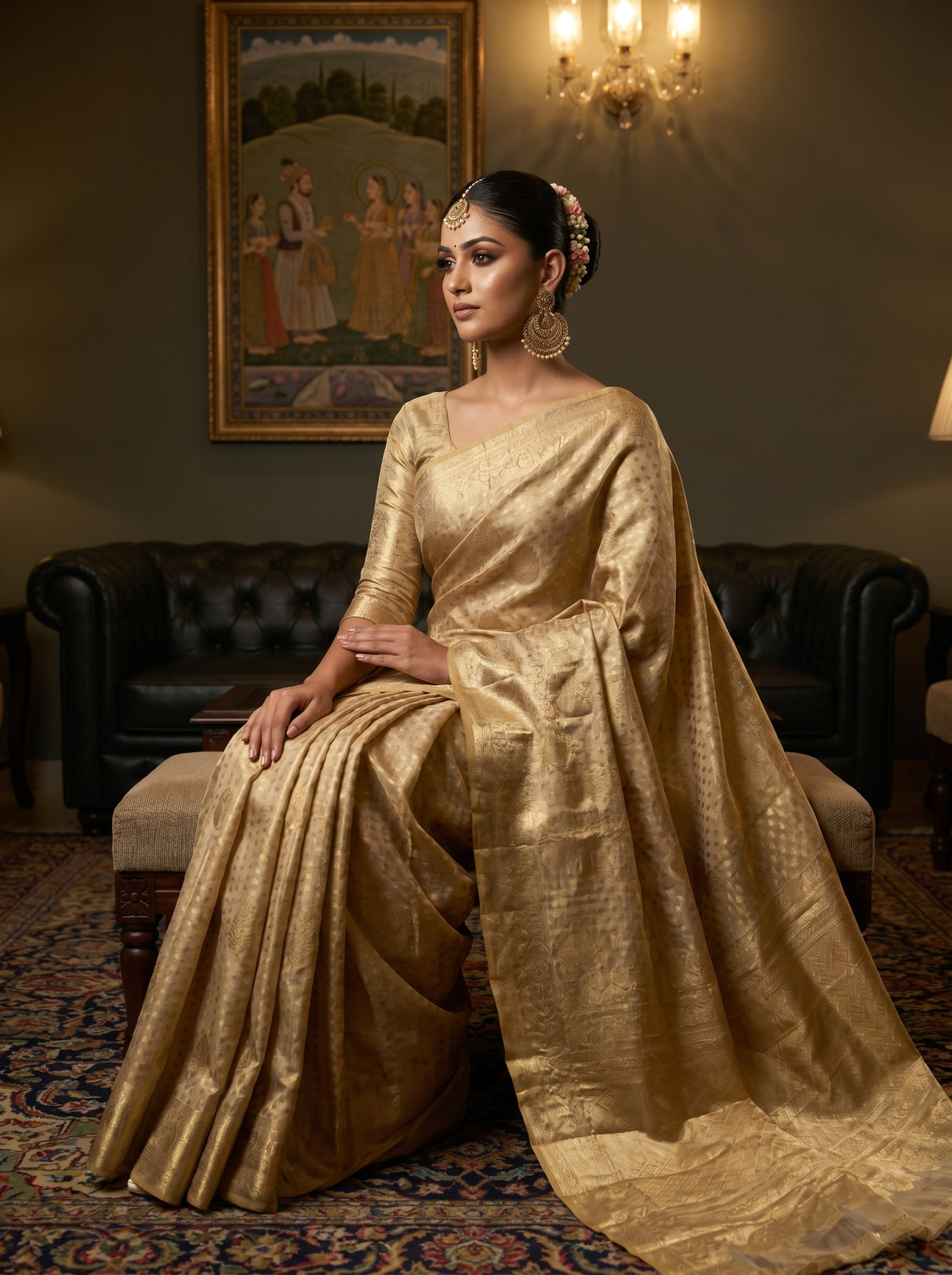 MIMOSA Chikoo Kanjivaram Art Silk Saree β pose 8 styling detail