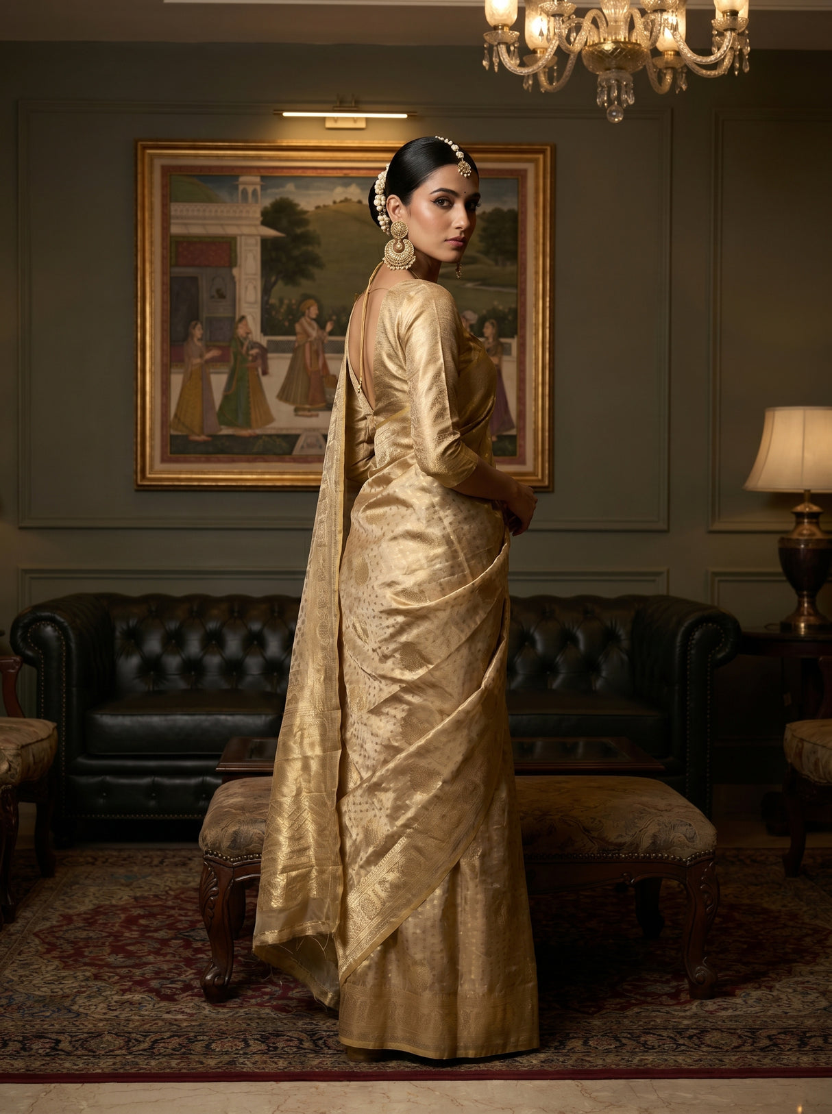 MIMOSA Chikoo Kanjivaram Art Silk Saree β pose 9 styling detail