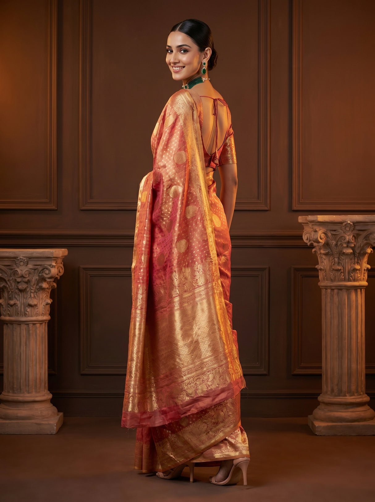MIMOSA Gajari Kanjivaram Art Silk Saree β pose 9 styling detail
