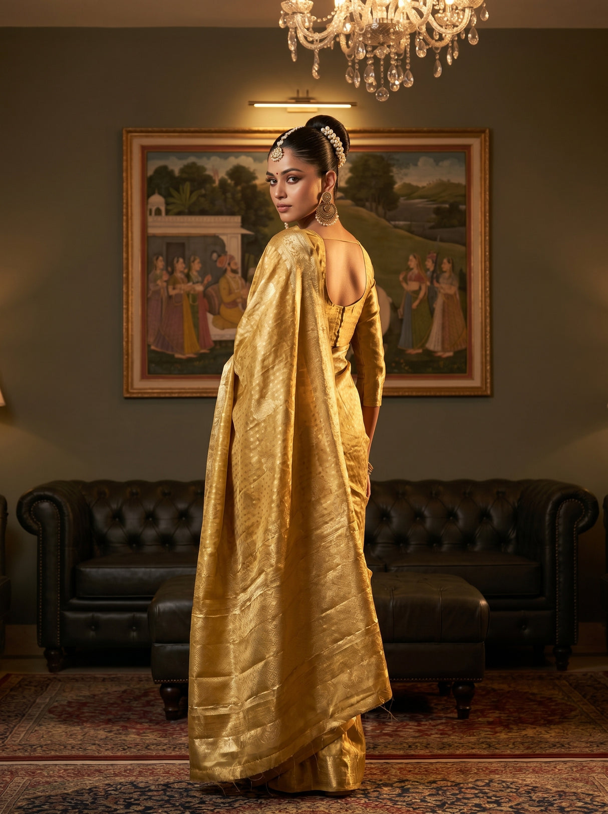 MIMOSA Mustard Kanjivaram Art Silk Saree β pose 9 styling detail
