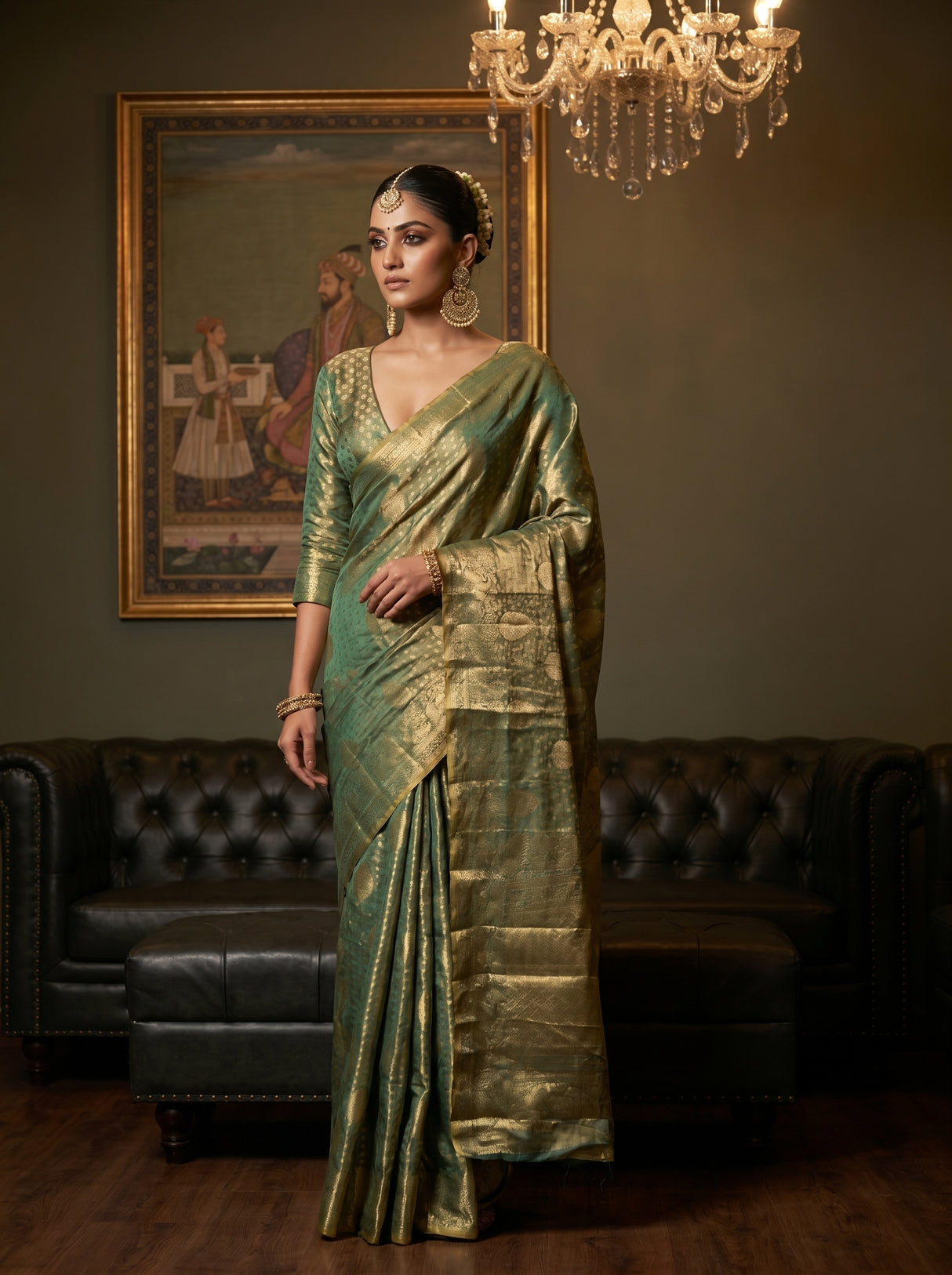 MIMOSA Rama Kanjivaram Art Silk Saree β pose 4 styling detail