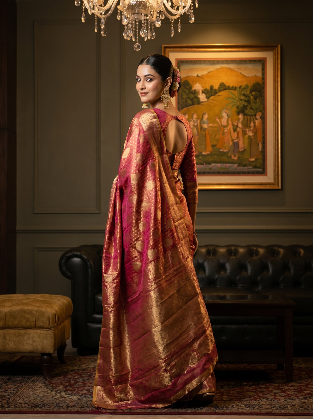 MIMOSA Rani Kanjivaram Art Silk Saree β pose 9 styling detail