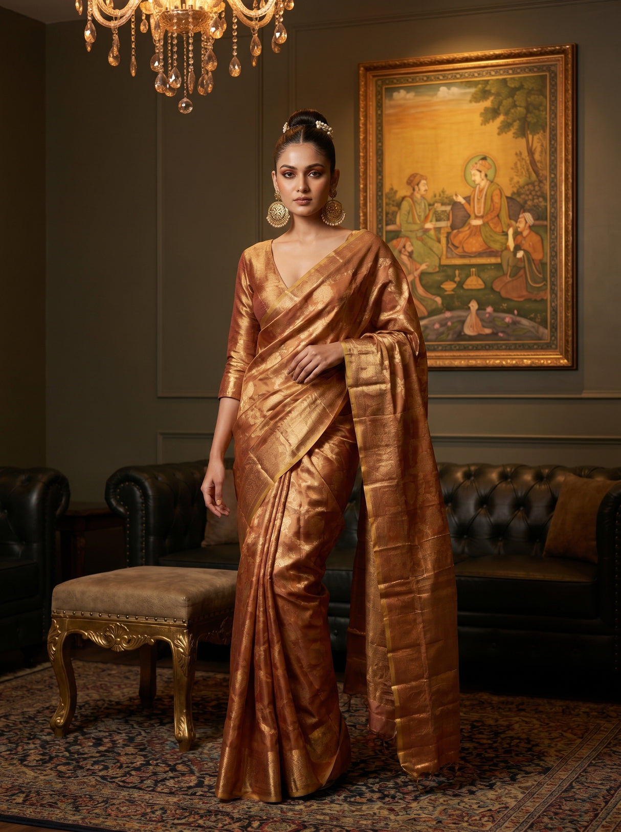 MIMOSA Gajari Kanjivaram Art Silk Saree β pose 5 styling detail