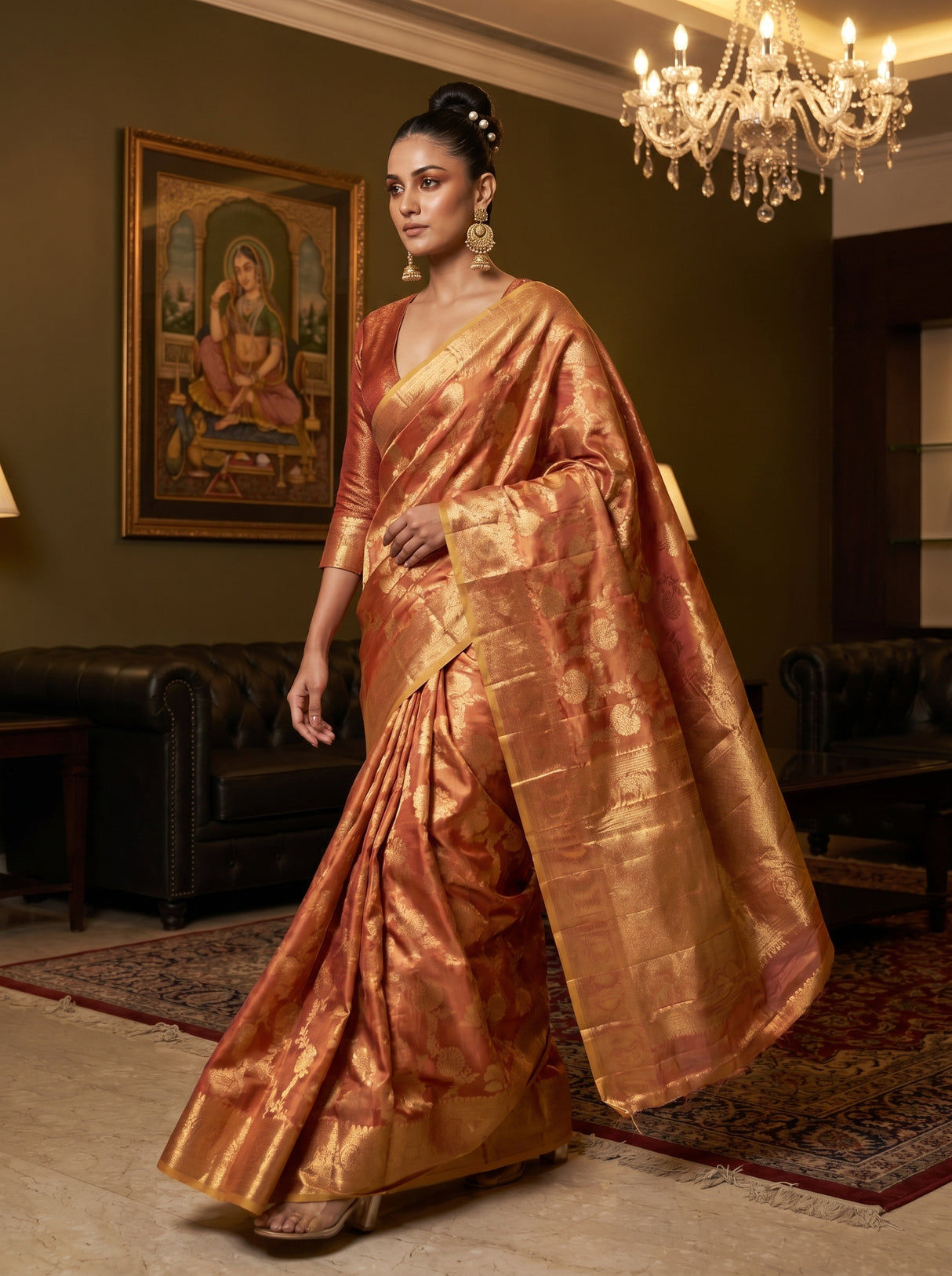 MIMOSA Gajari Kanjivaram Art Silk Saree β pose 7 styling detail